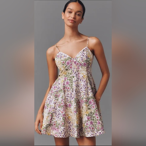 Anthropologie Dresses & Skirts - Anthropologie Maeve Lace Trim Sweetheart Floral Mini Dress